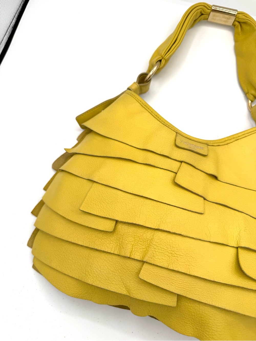 Yves Saint Laurent Yellow Layered Ruffle Leather St. Tropez Mombasa Shoulder Bag - Picture 2 of 12